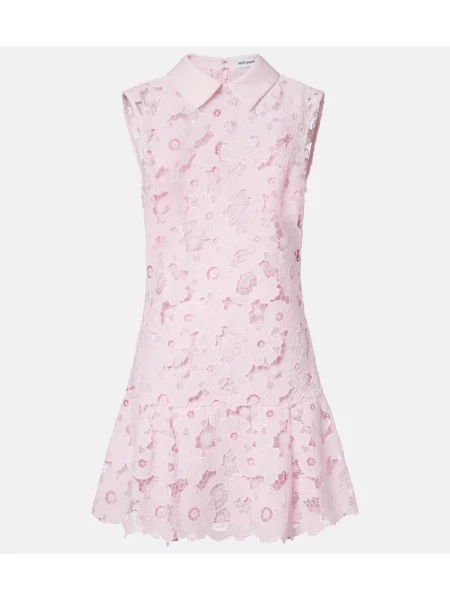 Рокля Self-portrait с дантела розово
