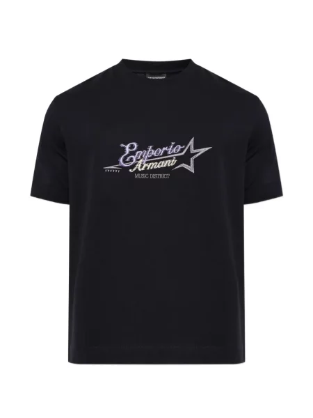 Tricou Emporio Armani cu broderie negru