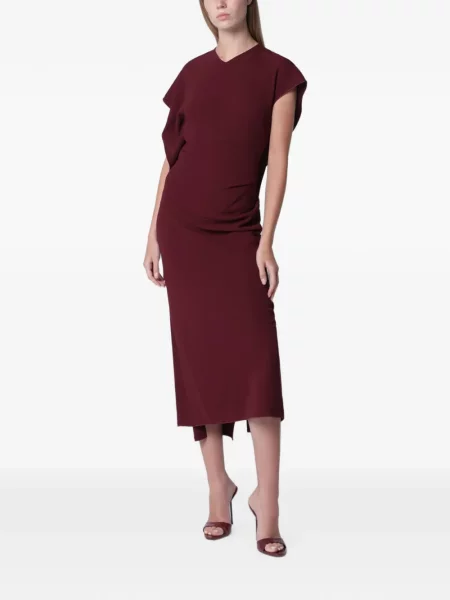 Rochie midi Victoria Beckham drapată roșu