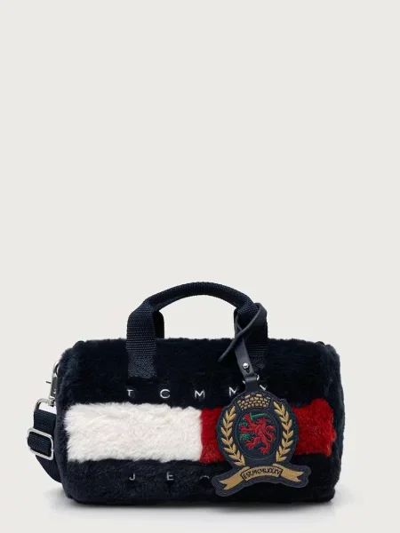 Geantă Tommy Jeans Tjw Archive Fur Micro Duffle Bleumarin alb