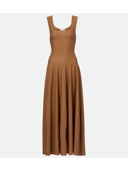 Rochie maxi Khaite tricotate de costum auriu