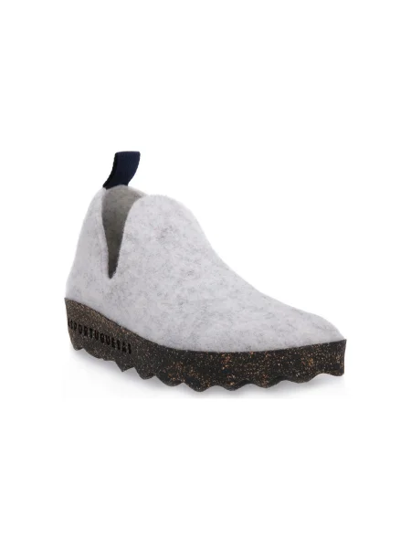 Botine Asportuguesas din tweed alb