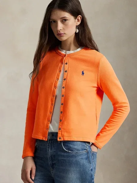 Polo Ralph Lauren cardigan pentru femei cu portocaliu