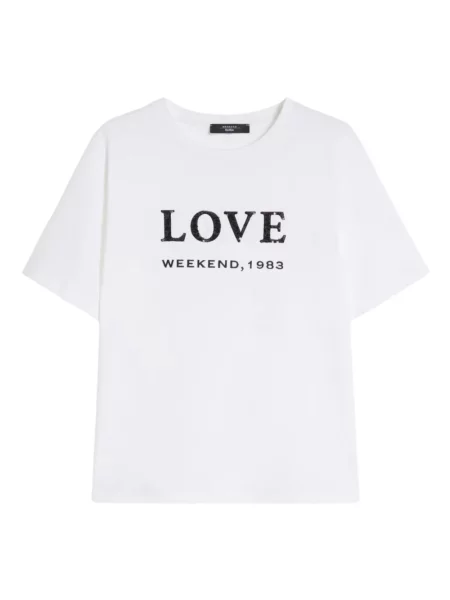 T-shirt o kroju slim fit z czystej bawełny model ‘DAGILE’ Weekend Max Mara biała