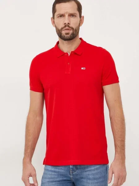 Tommy Jeans polo de rosu neted alb