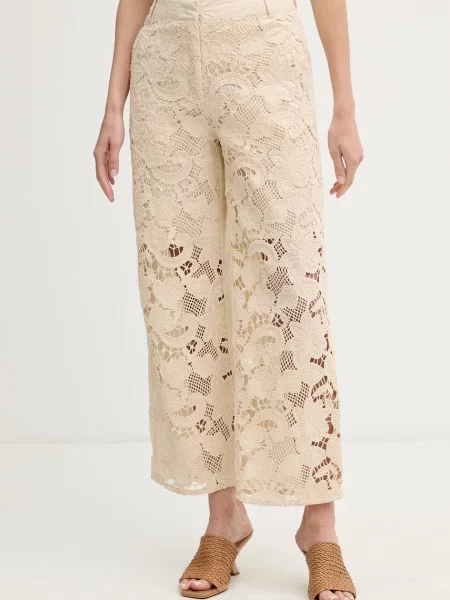 Sisley pantaloni straight pentru femei din bej