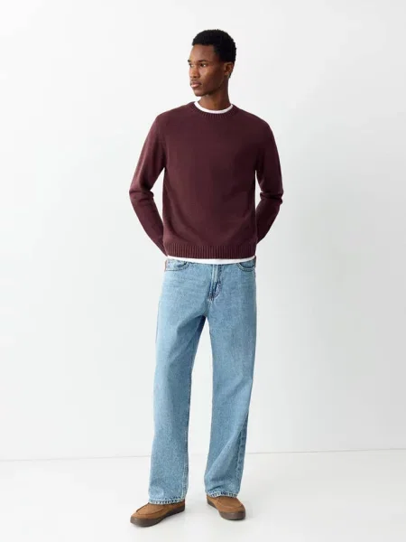 Sweter z dzianiny o średniej grubości burgund Teen L MANGO TEEN