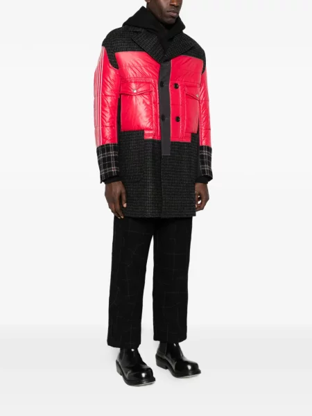 Kostkovaný prošívaný kabát Junya Watanabe Man černý