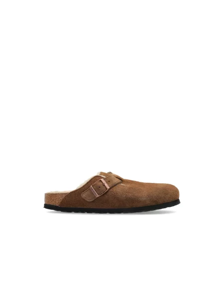 Klapki Birkenstock wełniane brązowe