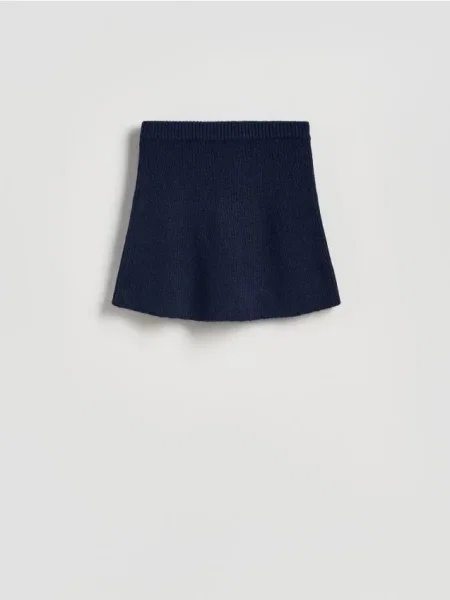 Reserved Dzianinowa spódnica mini granatowy