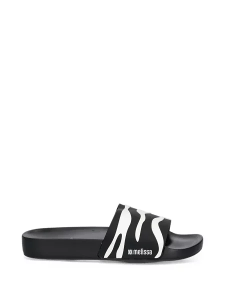 Papuci Melissa cu imagine cu model zebră negru