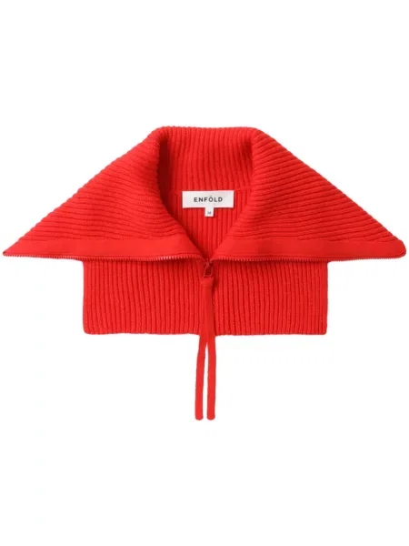 Top Enfold bez ramiączek prążkowany czerwony