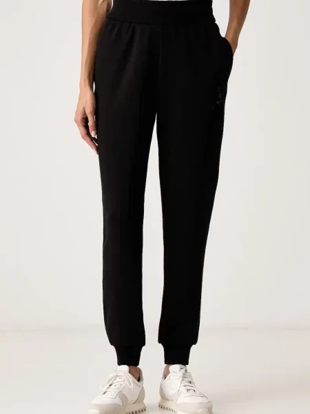 Armani Exchange pantaloni de trening pentru femei cu vâscoză negru