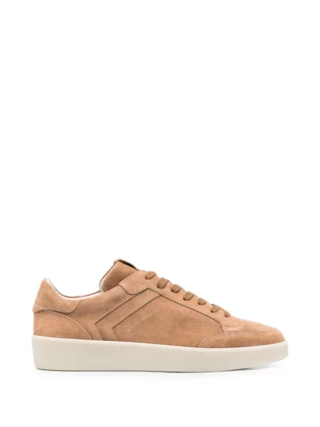 Sneakerși Canali cu șireturi din piele de căprioară maro