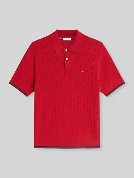 Koszulka polo o kroju regular fit z czystej bawełny Tommy Hilfiger czerwona