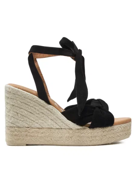 Manebi Еспадрильї Hamptons Wedge Espadrilles With Knot K WS чорний
