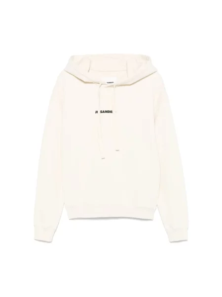 Bluza z kapturem Jil Sander z logo beżowa