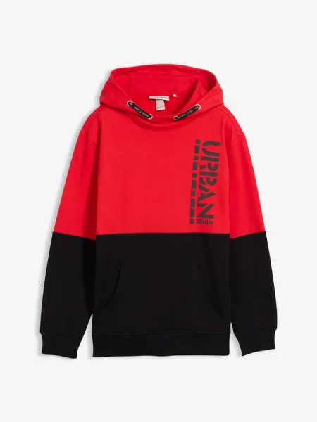 Bluza z kapturem z czystej bawełny organicznej czerwona