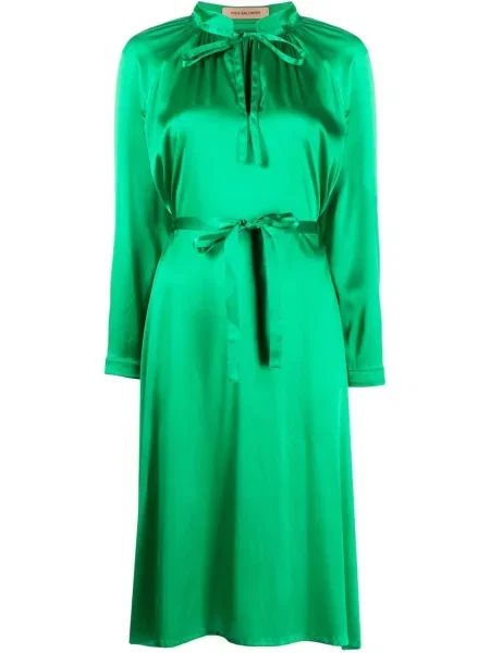 Rochie Yves Salomon din satin verde