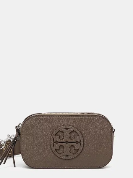 Usnjena torbica Tory Burch Miller rjava