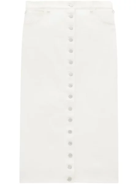 Spódnica jeansowa Courreges z niską talią do kolan biała