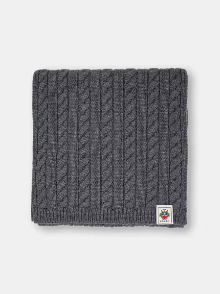 Шерстяной меланжевый шарф Bally серый