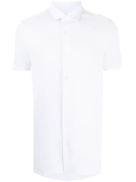 Cămașă Emporio Armani din poplin scurtă alb