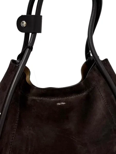 Geantă Max Mara din piele de căprioară maro