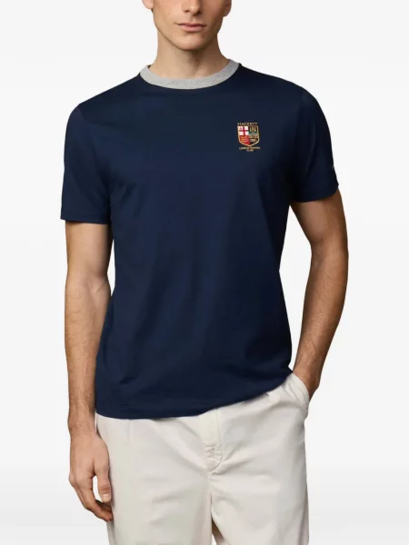 Tricou Hackett London cu broderie albastru