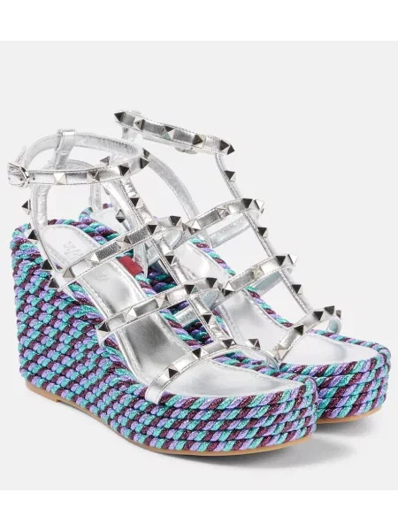 Кожени еспадрили Valentino Garavani сребристо