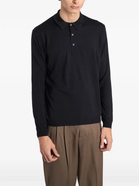 Lung tricou polo Low Brand negru