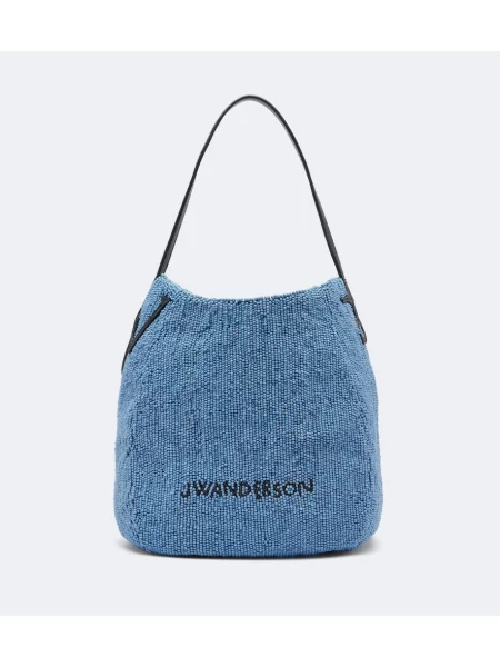 Geantă Jw Anderson din piele cu mărgele albastru