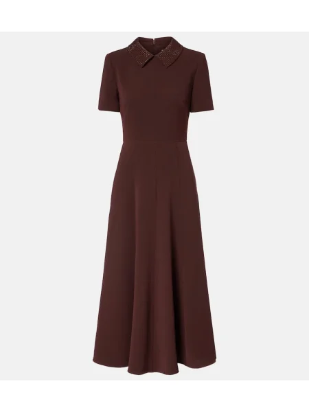 Rochie midi Roland Mouret până la genunchi de costum maro