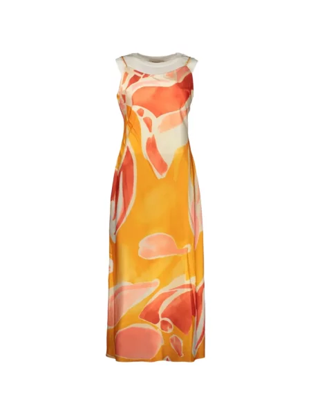 Rochie maxi Desigual cu imagine cu imprimeu abstract portocaliu