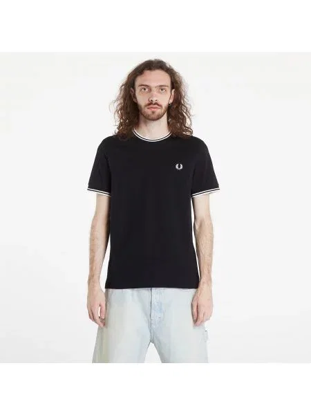 Fred Perry T-shirt Mężczyźni jednolity M czarny