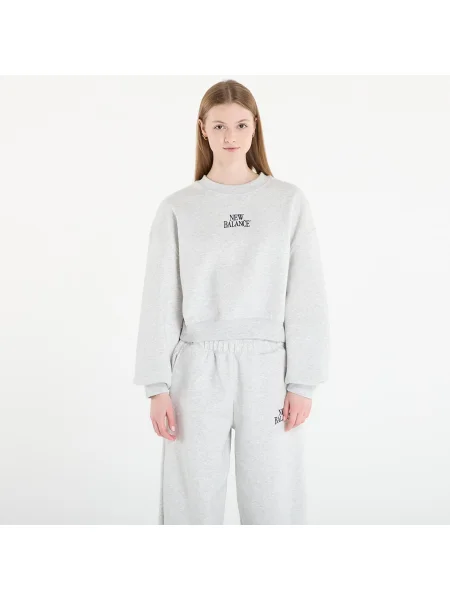 Hanorac crewneck New Balance din fleece gri