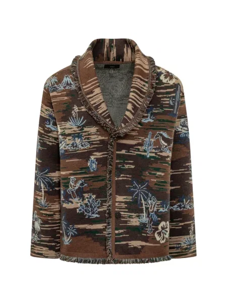 Cardigan Alanui cu franjuri tricotate maro