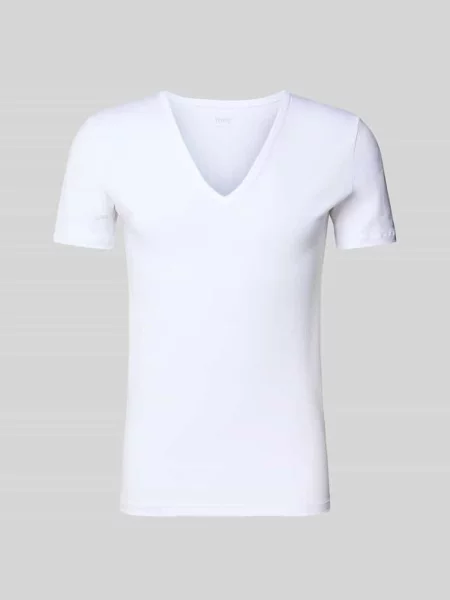 T-shirt o kroju slim fit z dekoltem w serek seria ‘DRY COTTON FUNCTIONAL’ model ‘DAS DRUNTERHEMD’ Mey biała