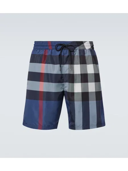 Slip de baie Burberry în carouri albastru