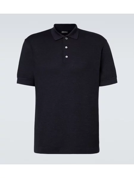 Polo Zegna de mătase albastru