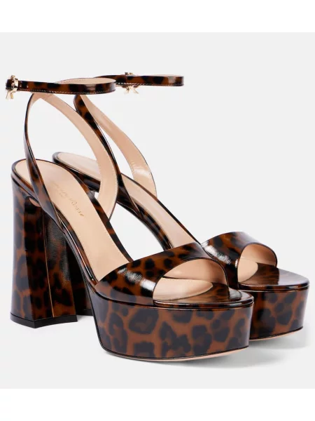 Sandale Gianvito Rossi cu platformă cu imagine cu model leopard