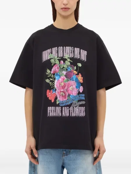 Tricou Msgm cu model floral cu imagine negru