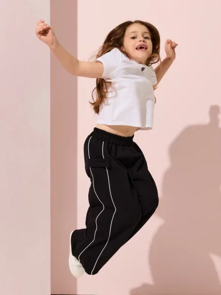 Sinsay Kalhoty wide leg z interlockové pleteniny černá