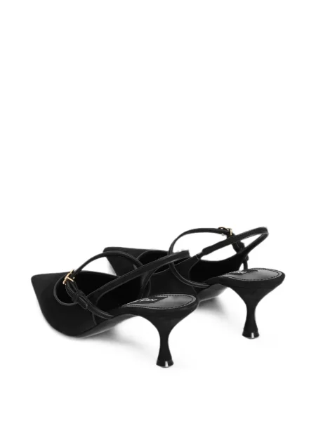 Pantofi cu toc Dolce & Gabbana din piele de căprioară slingback negru