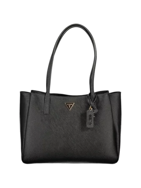 Geantă shopper Guess cu autograf negru