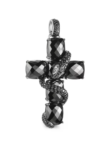 Colier Thomas Sabo cu model piele de șarpe negru