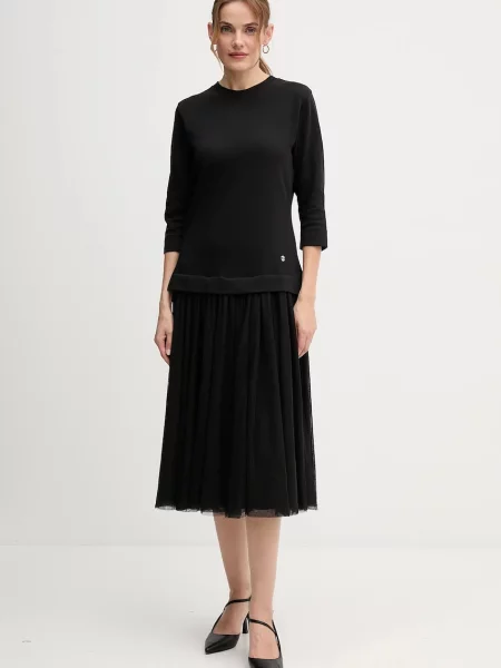 Joop! sukienka midi rozkloszowana czarny