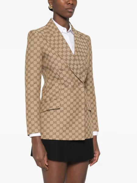 Geacă Gucci cu două rânduri de nasturi din canvas