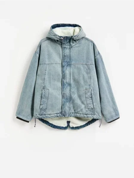 Reserved Geacă din denim îmblănită albastru