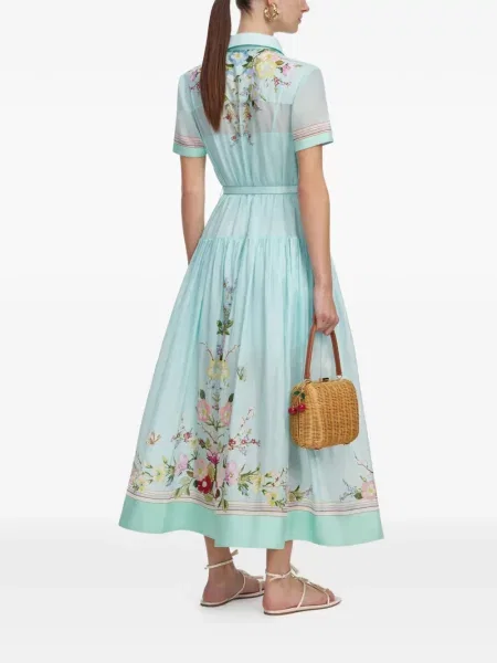 Sukienka maxi Self-portrait w kwiatki z nadrukiem niebieska